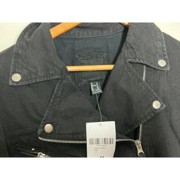 Forever 21 Faux Suede Motorcycle Jacket Black Medium Crosszipped - Picture 5 of 8